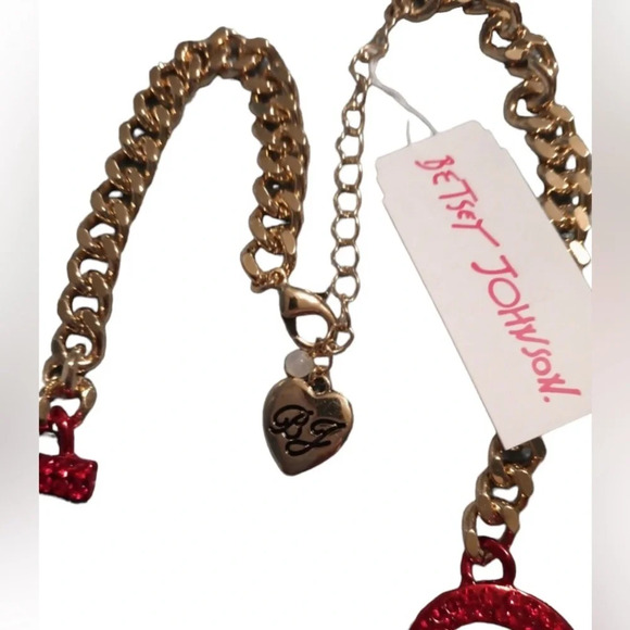 BETSEY JOHNSON Christmas Holiday HO HO HO’ Festive Sparkle Santa Necklace NWT - Picture 4 of 7